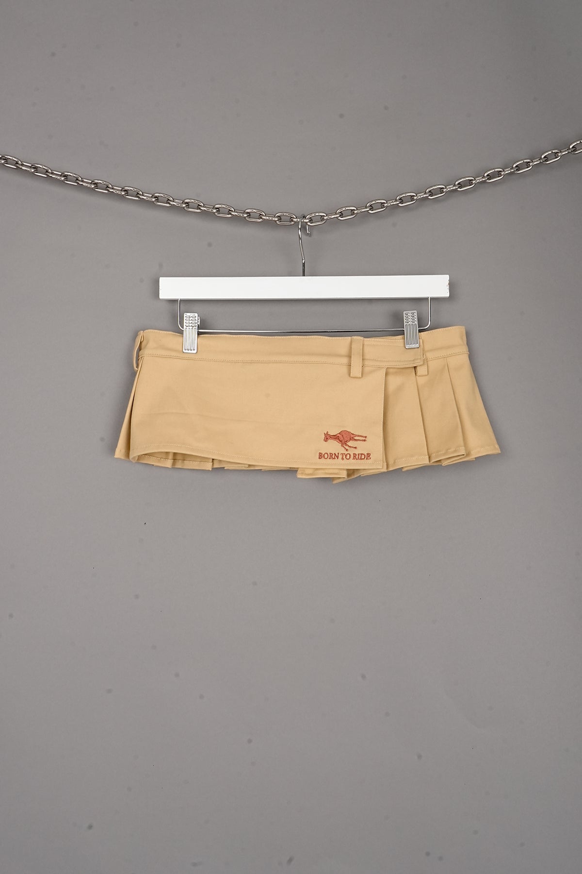 PLEATED MINI SKIRT BEIGE - ONE-OFF