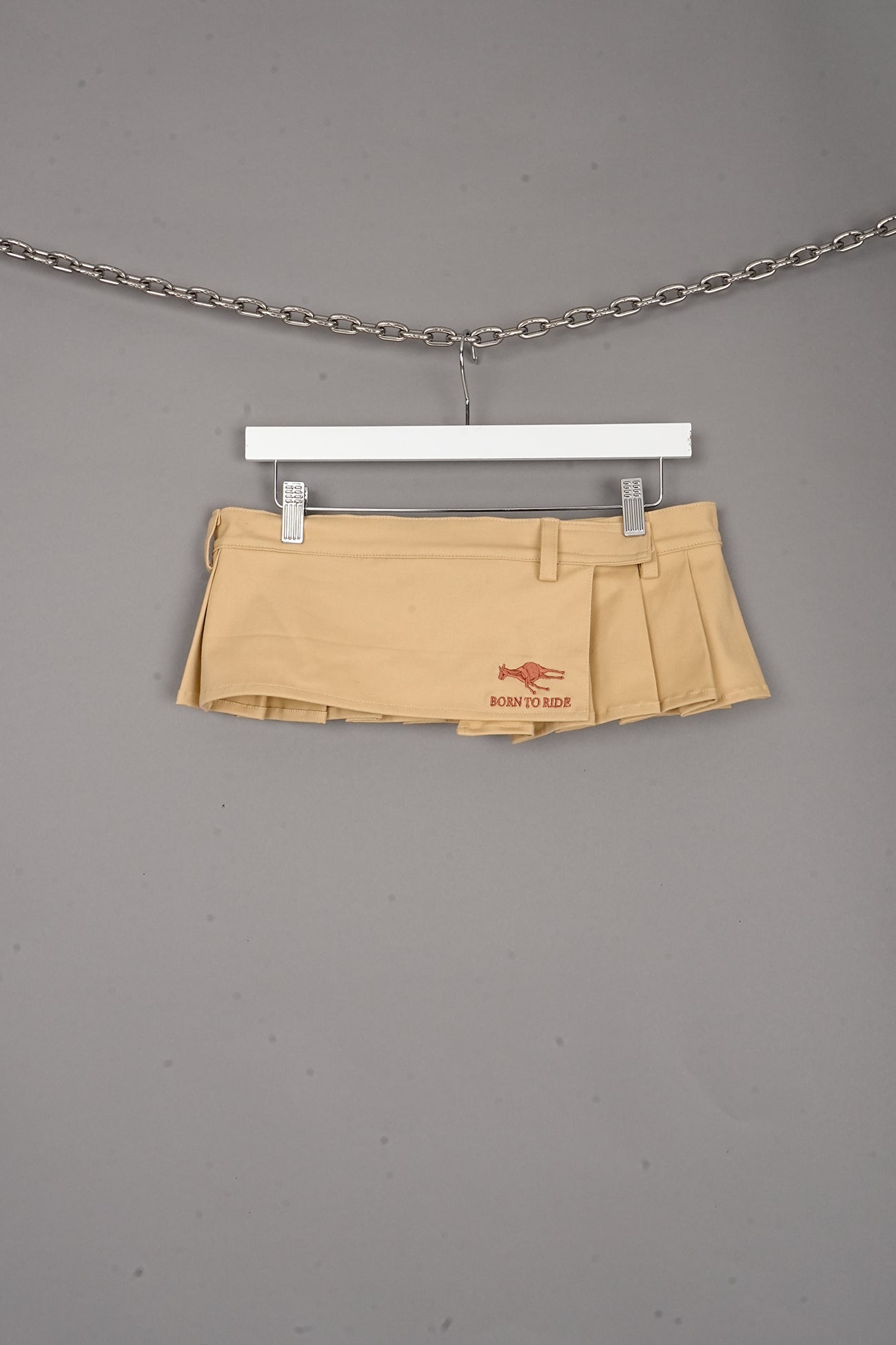 PLEATED MINI SKIRT BEIGE - ONE-OFF
