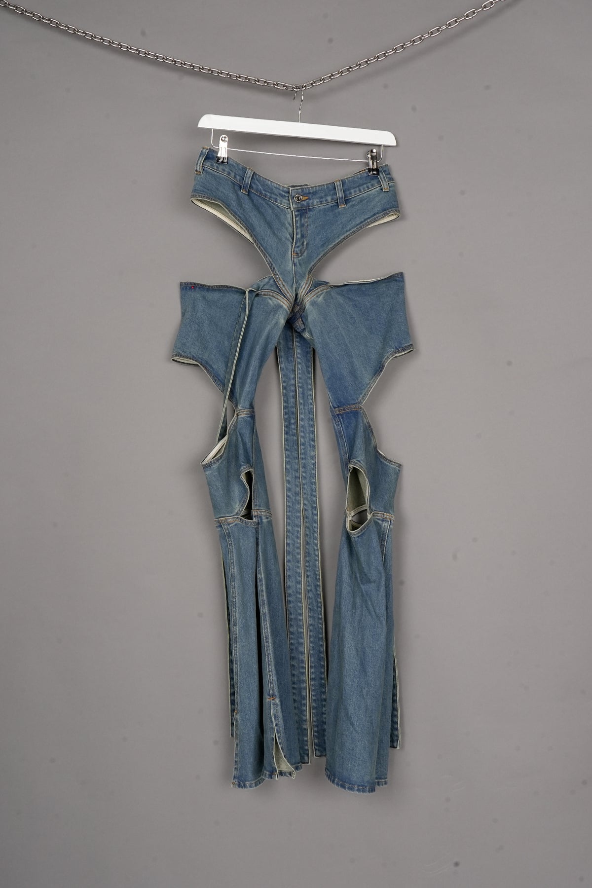 DENIM CUT OUT WRAP PANTS - ONE-OFF