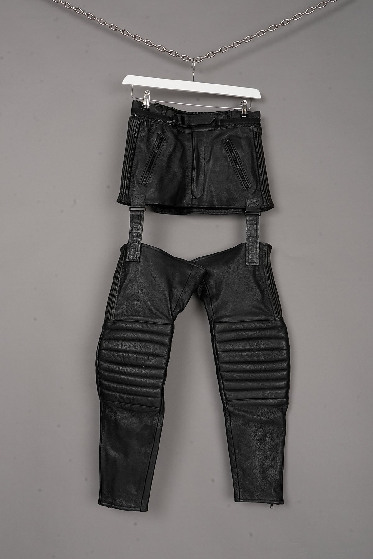 REAL LEATHER DETACHABLE BIKER SKIRT ONE-OFF