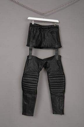 REAL LEATHER DETACHABLE BIKER SKIRT ONE-OFF