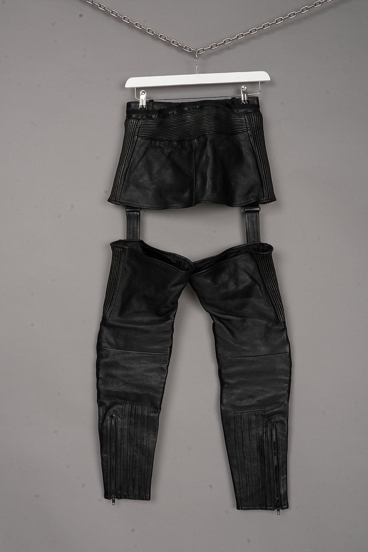 REAL LEATHER DETACHABLE BIKER SKIRT ONE-OFF