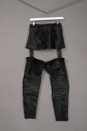REAL LEATHER DETACHABLE BIKER SKIRT ONE-OFF