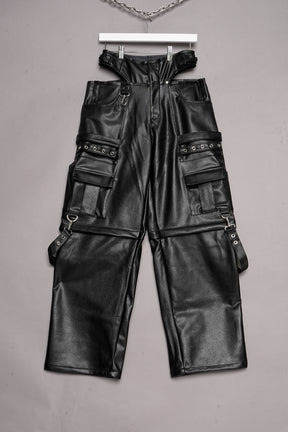 LEATHER CARGO PANTY TROUSER - ONE OFF