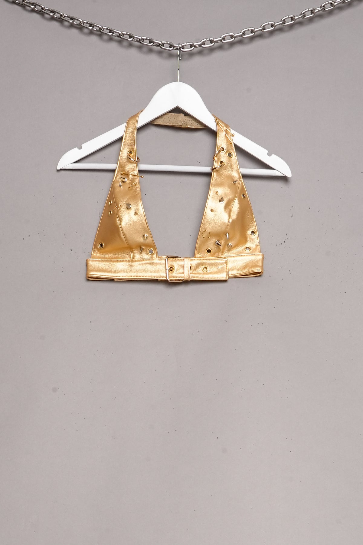 PIERCED HALTER TOP GOLD