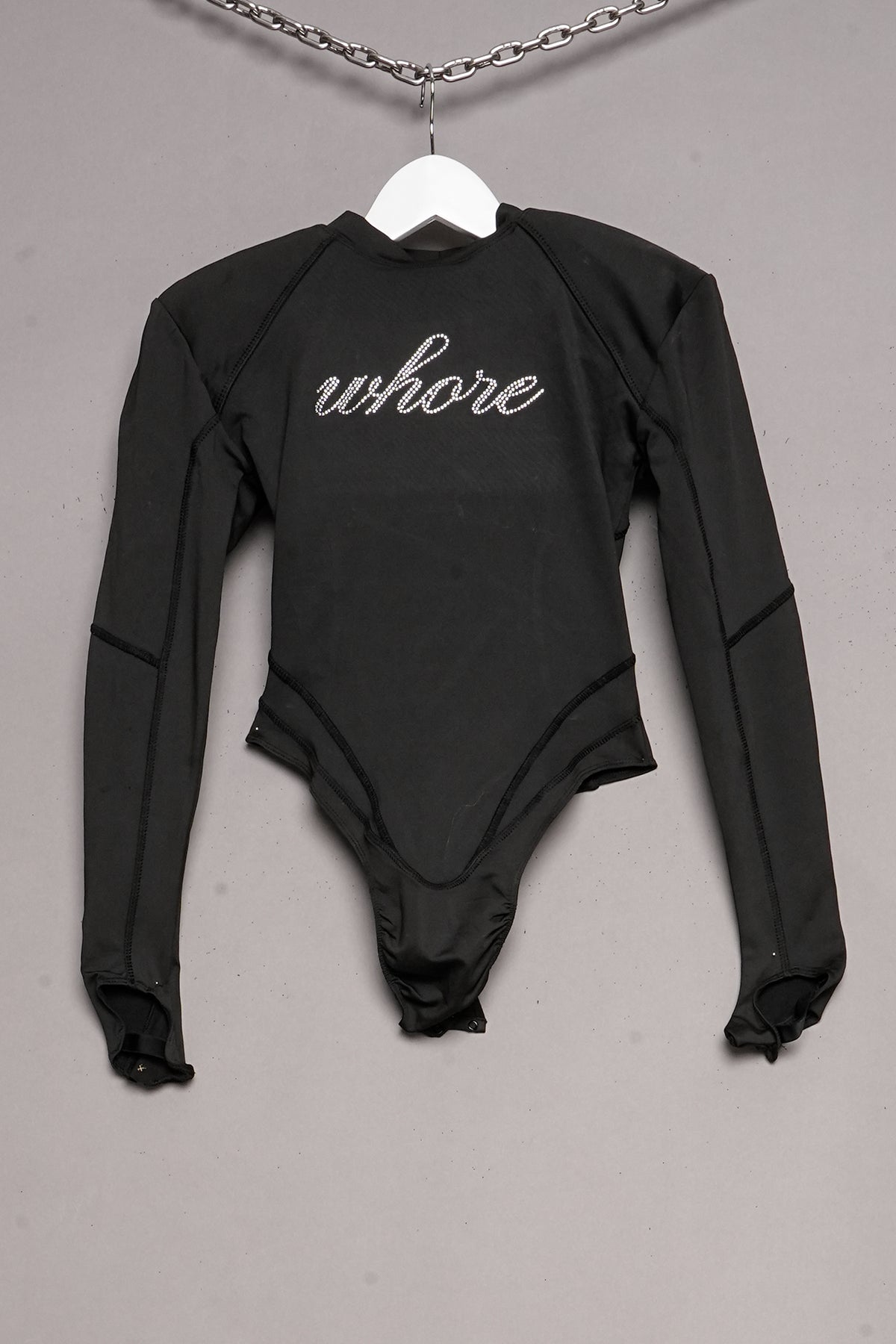 WHORE POWER SHOULDER BODYSUIT FLAT PANTY